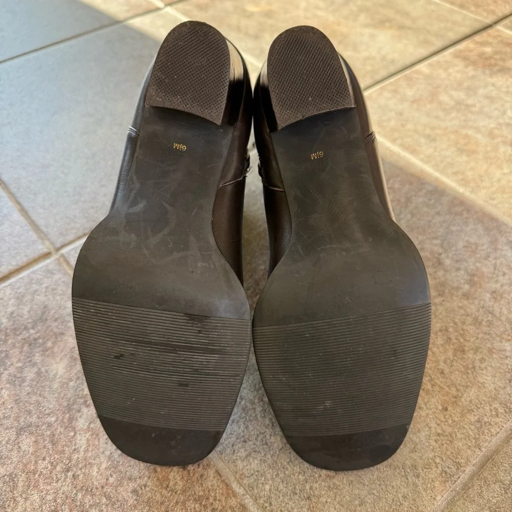 Karen Scott Brown Leather Square Toe Ankle Boots With Buckle Size 6 1/2